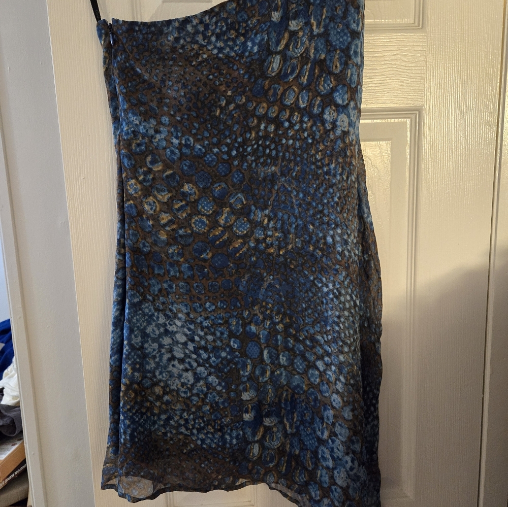 A blue silk dress
